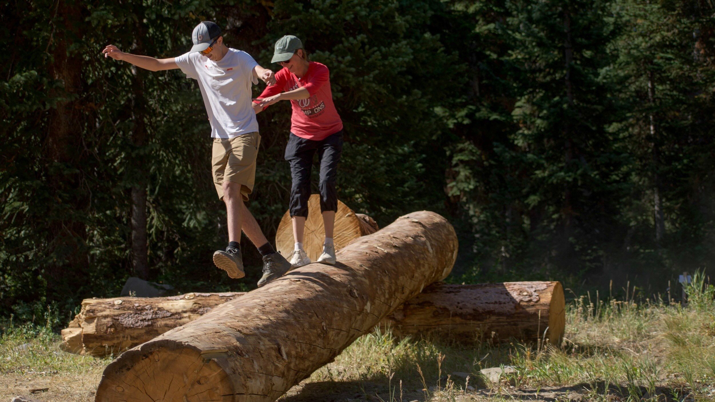 Balancing obstacle in the Majestic Scramble at Brighton Resort in the summer time