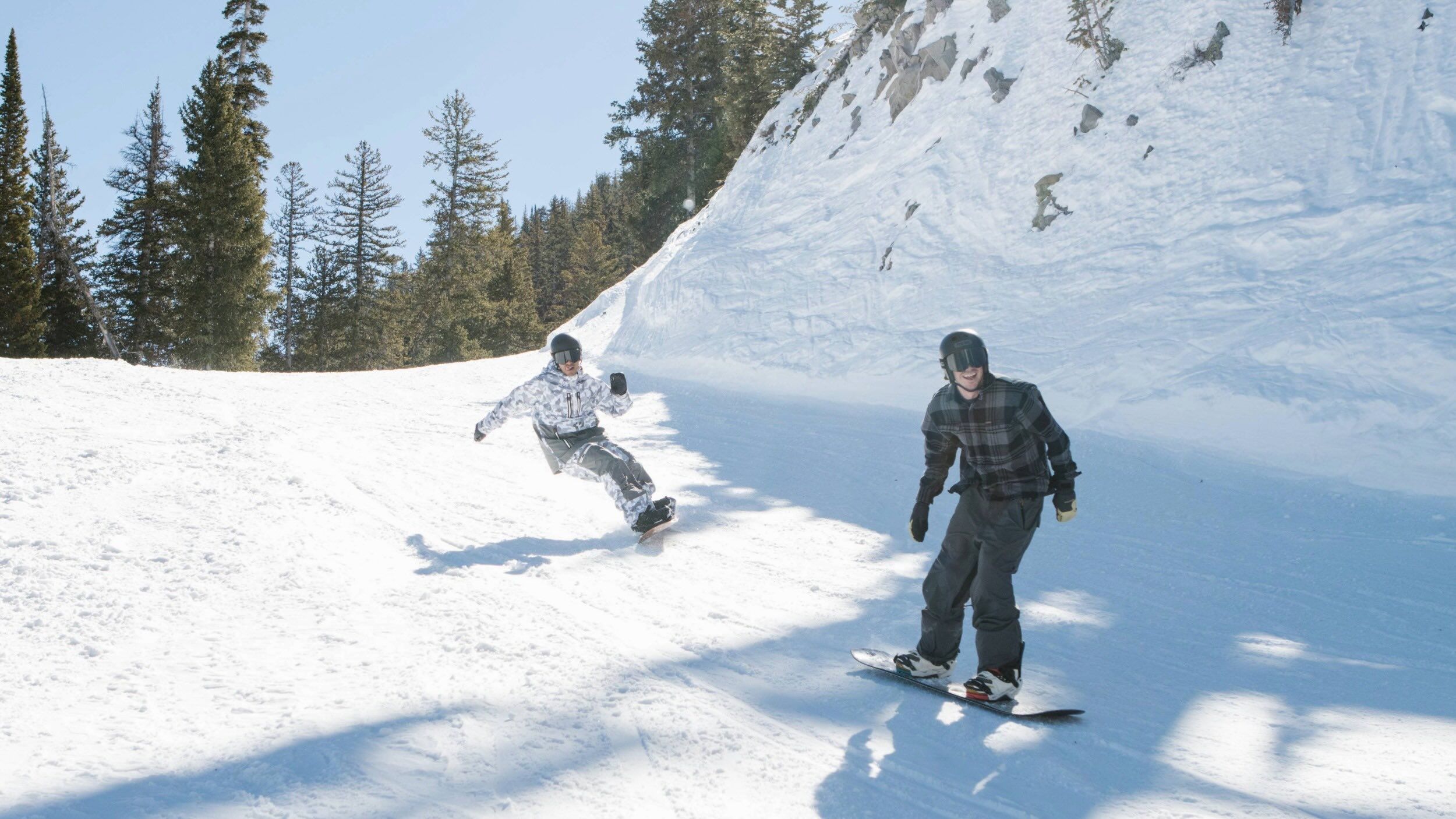 Skier in deep snow at Brighton Resort 