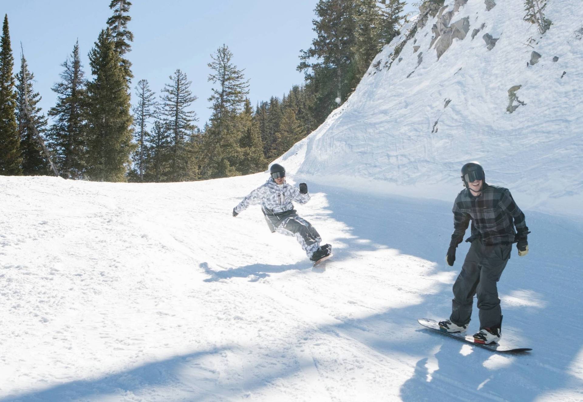 Skier in deep snow at Brighton Resort