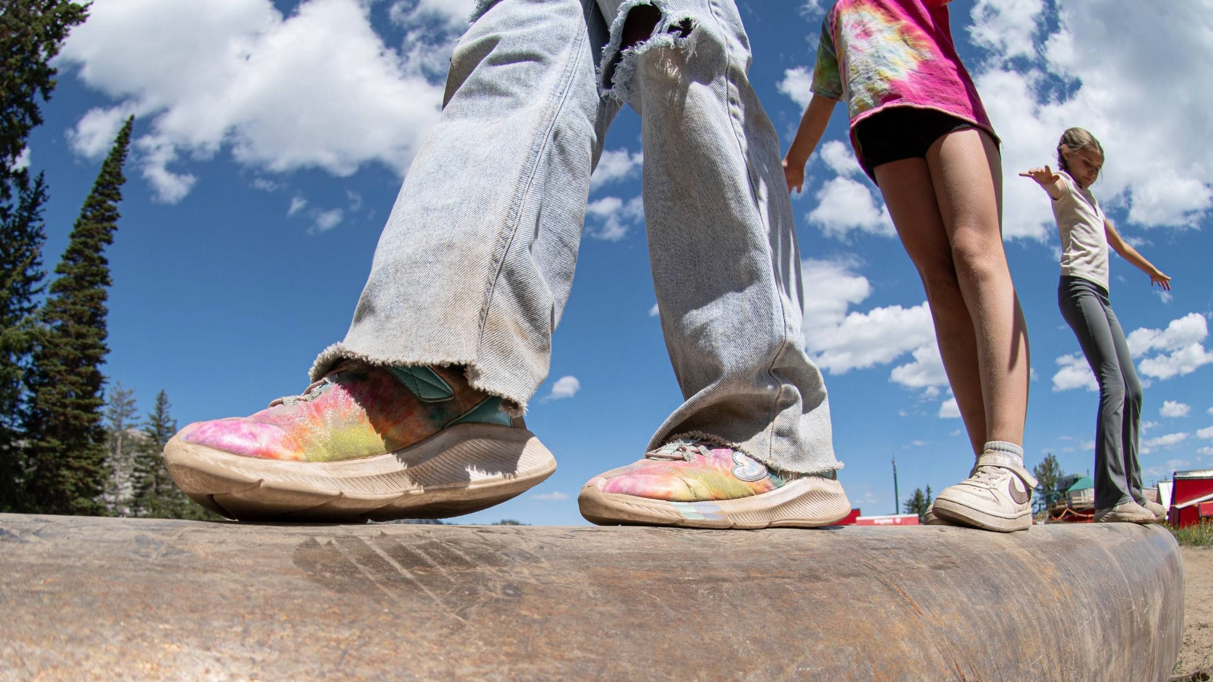 Balancing obstacle in the Majestic Scramble at Brighton Resort in the summer time