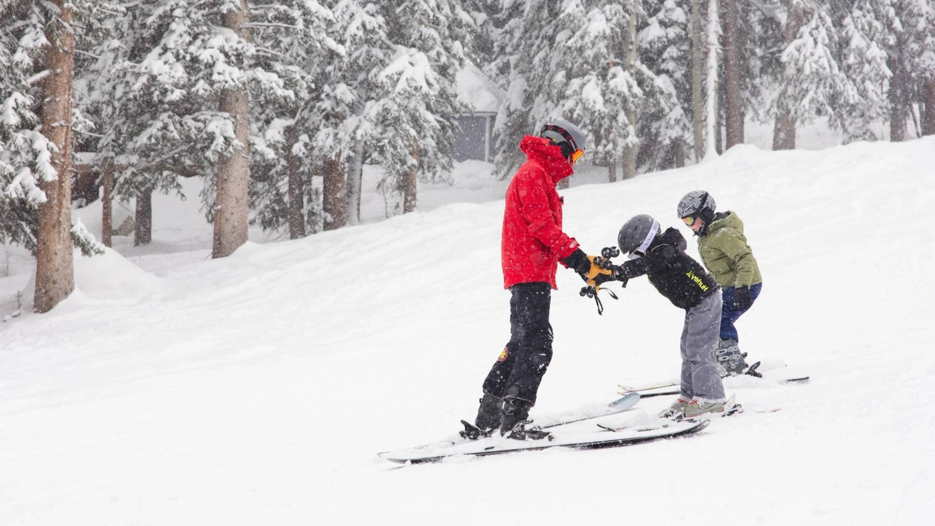Brighton ski school instructor during kids lesson