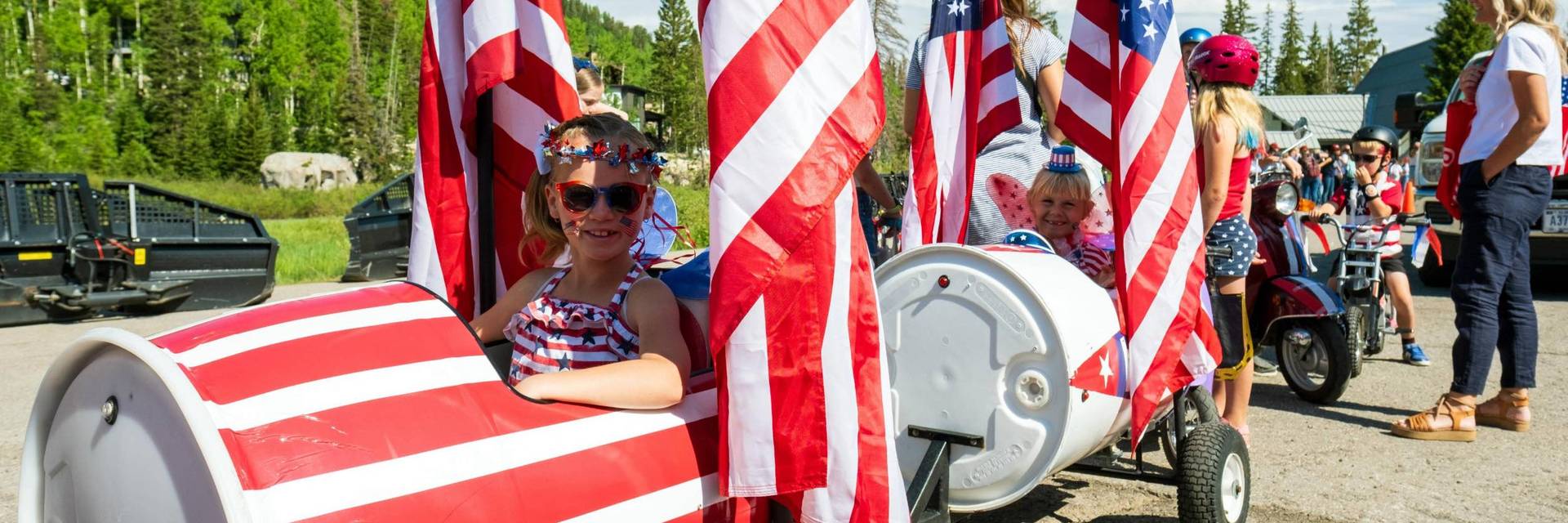 Kids on 4th of July float at Brighton Resort