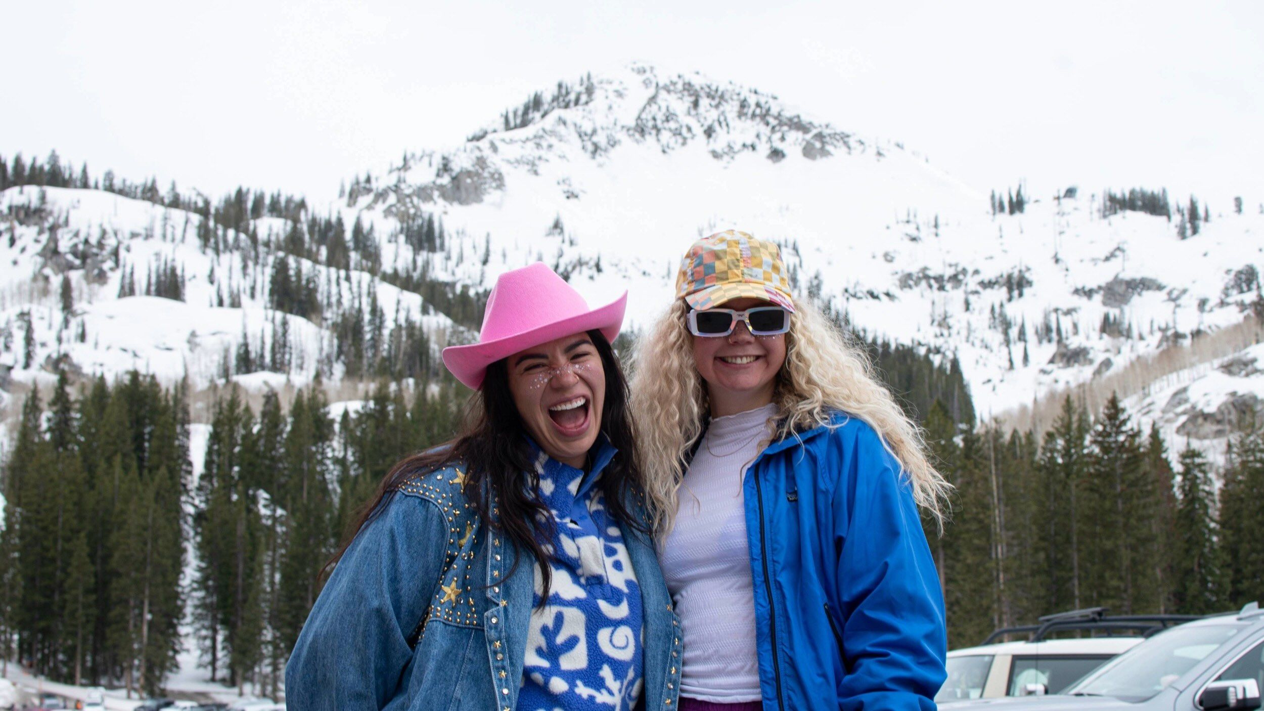 Couple of friends at Brighton Ski Resort in the winter
