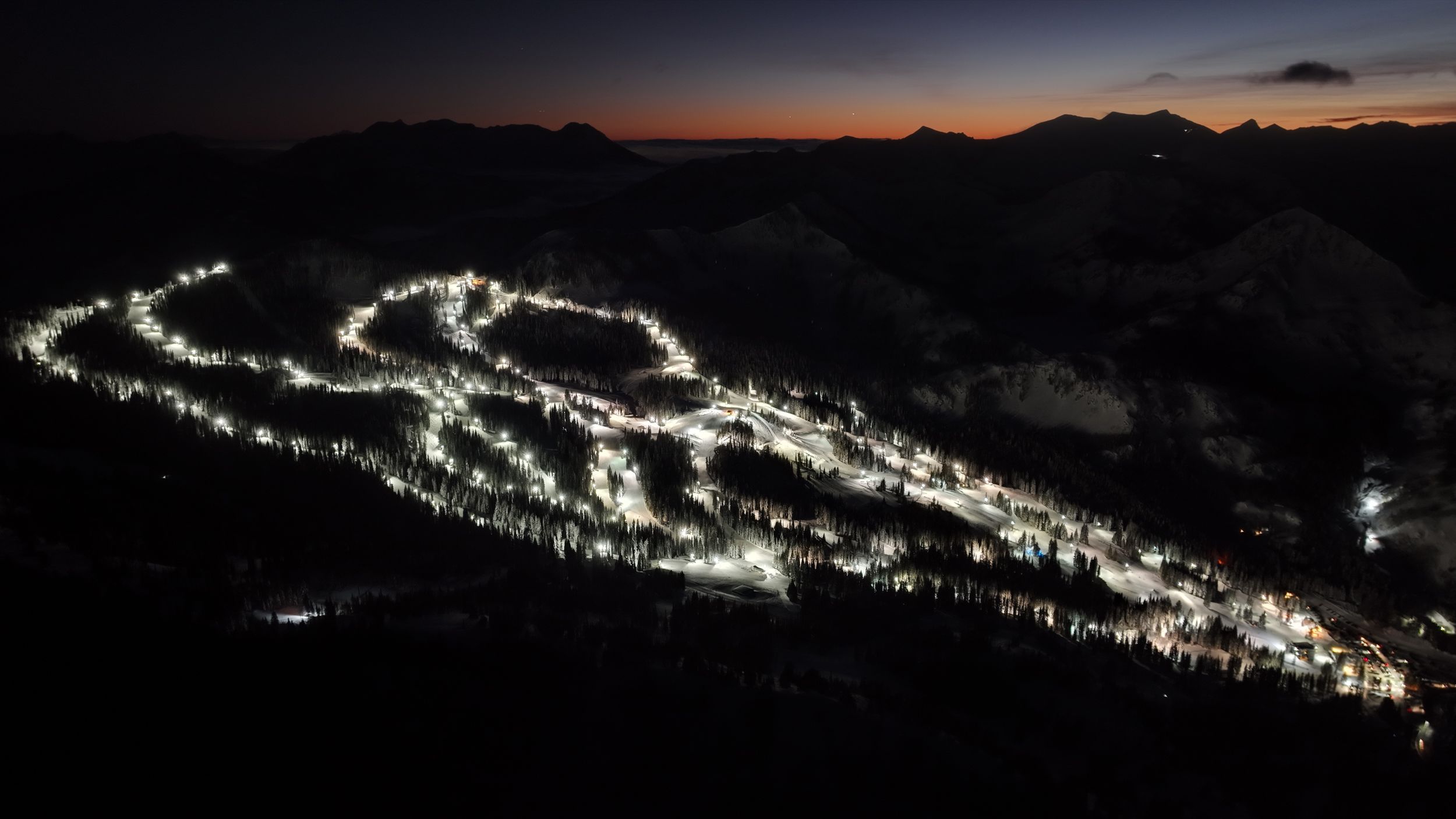 Aerial view of night riding at Brighton