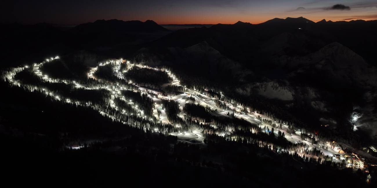 Aerial view of night riding at Brighton