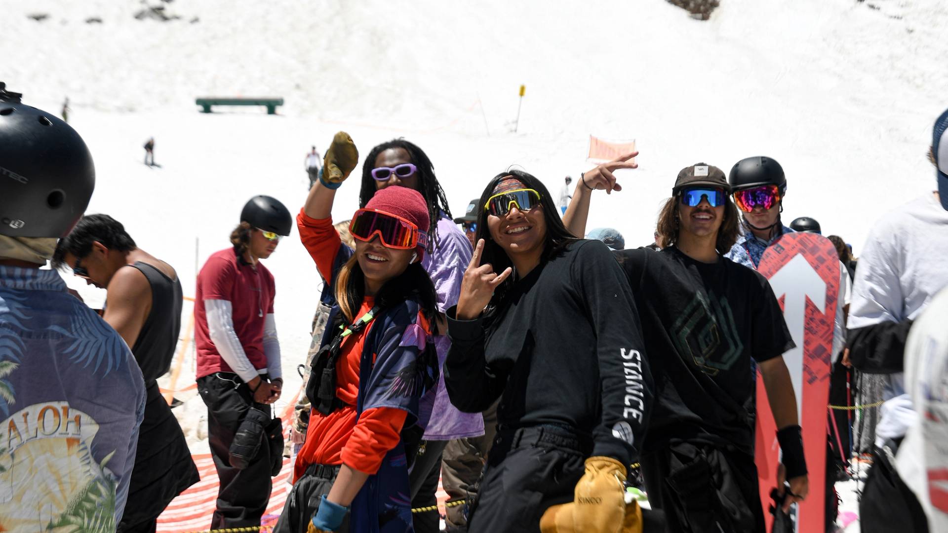 Group of friends in Milly lift line