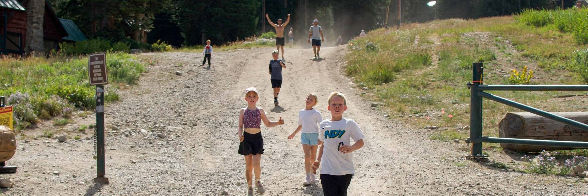 Family running the Majestic Scramble at Brighton Resort in the summer