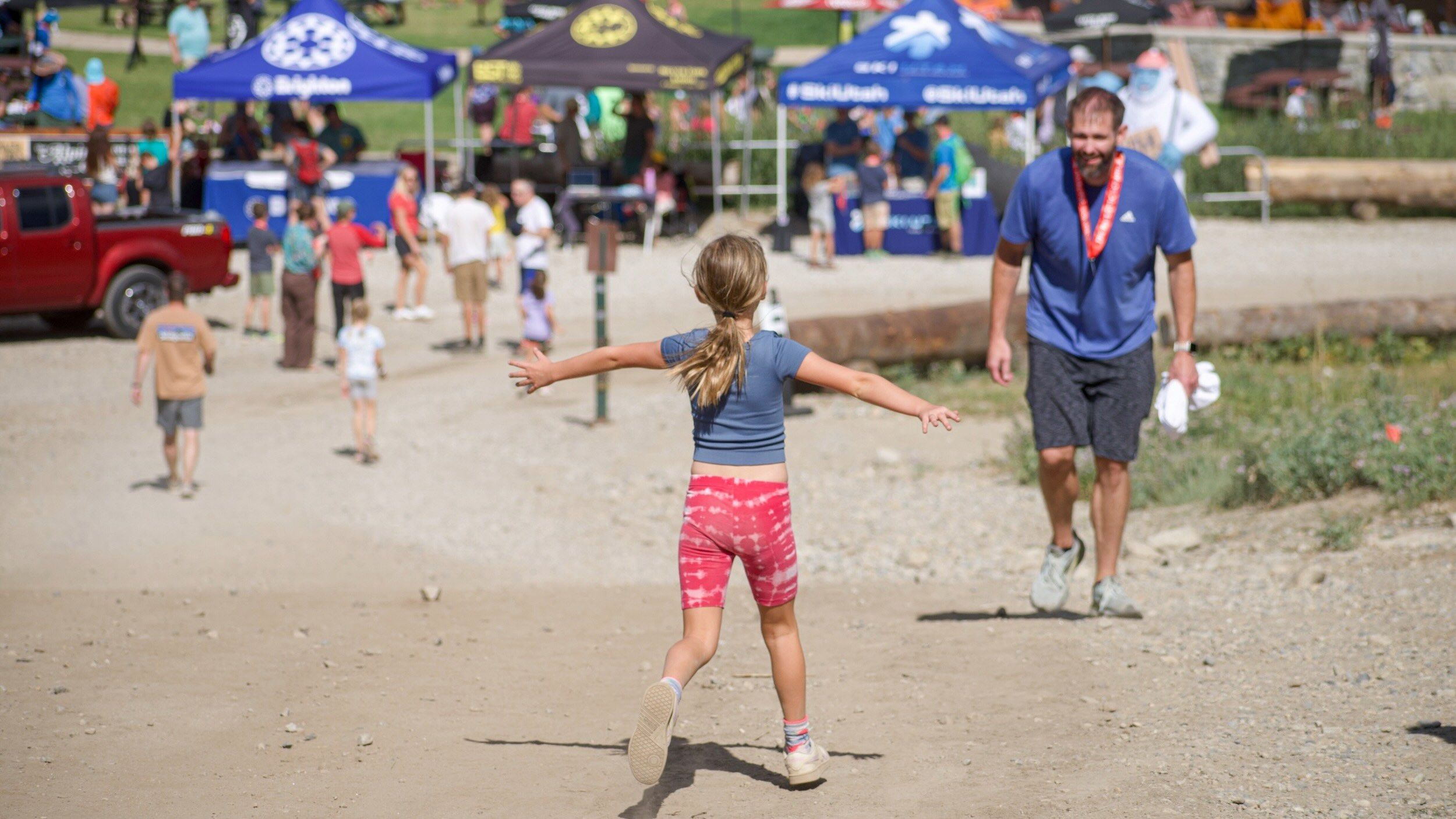 Family fun run in the summer at Brighton, Utah