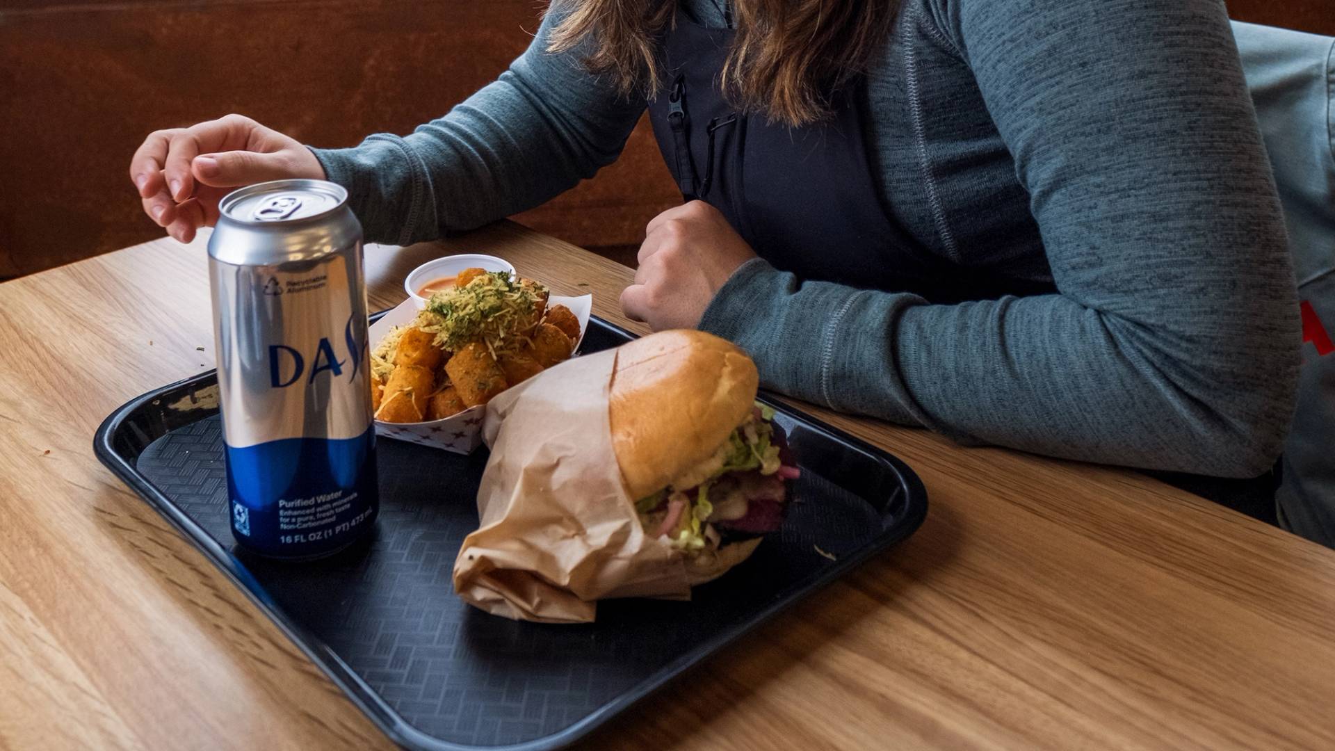 Sidewinder burger and tater tots at Brighton Ski Resort