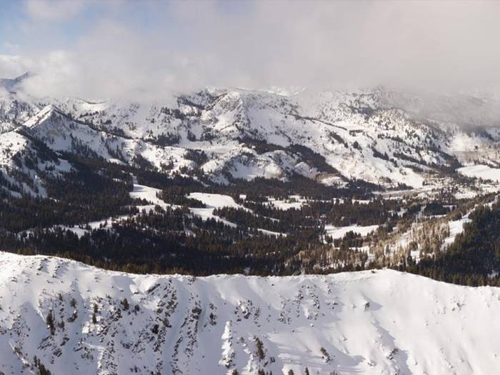 Drone view of Brighton Ski Resort in Utah