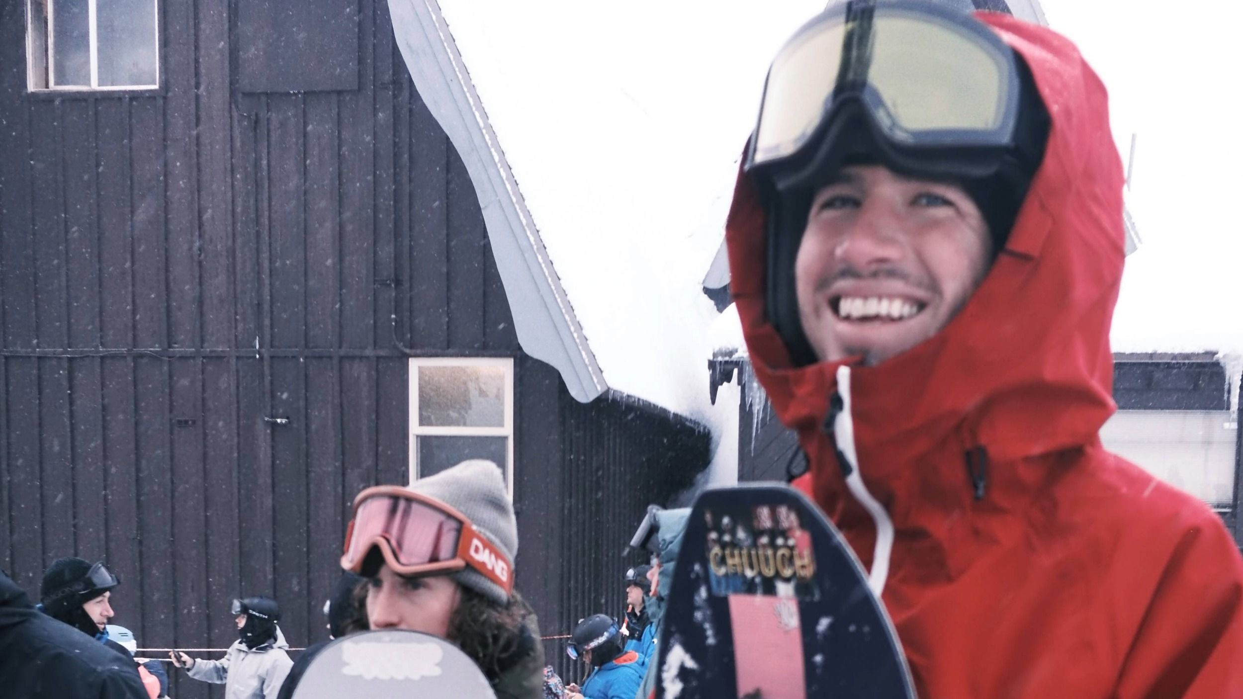 Snowboarder in the lift line at Brighton Ski Resort