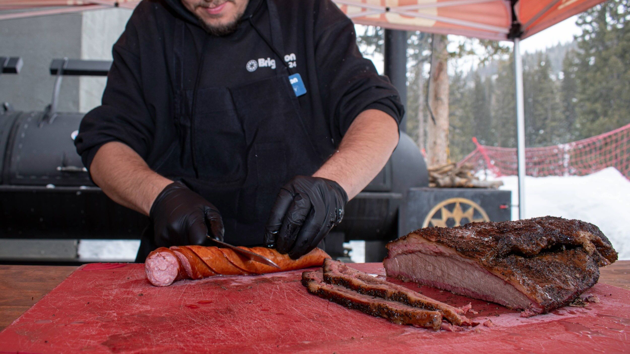 Brighton chef cooking with the smoker
