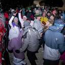 Group of people at the RedBull truck at Brighton Ski Resort