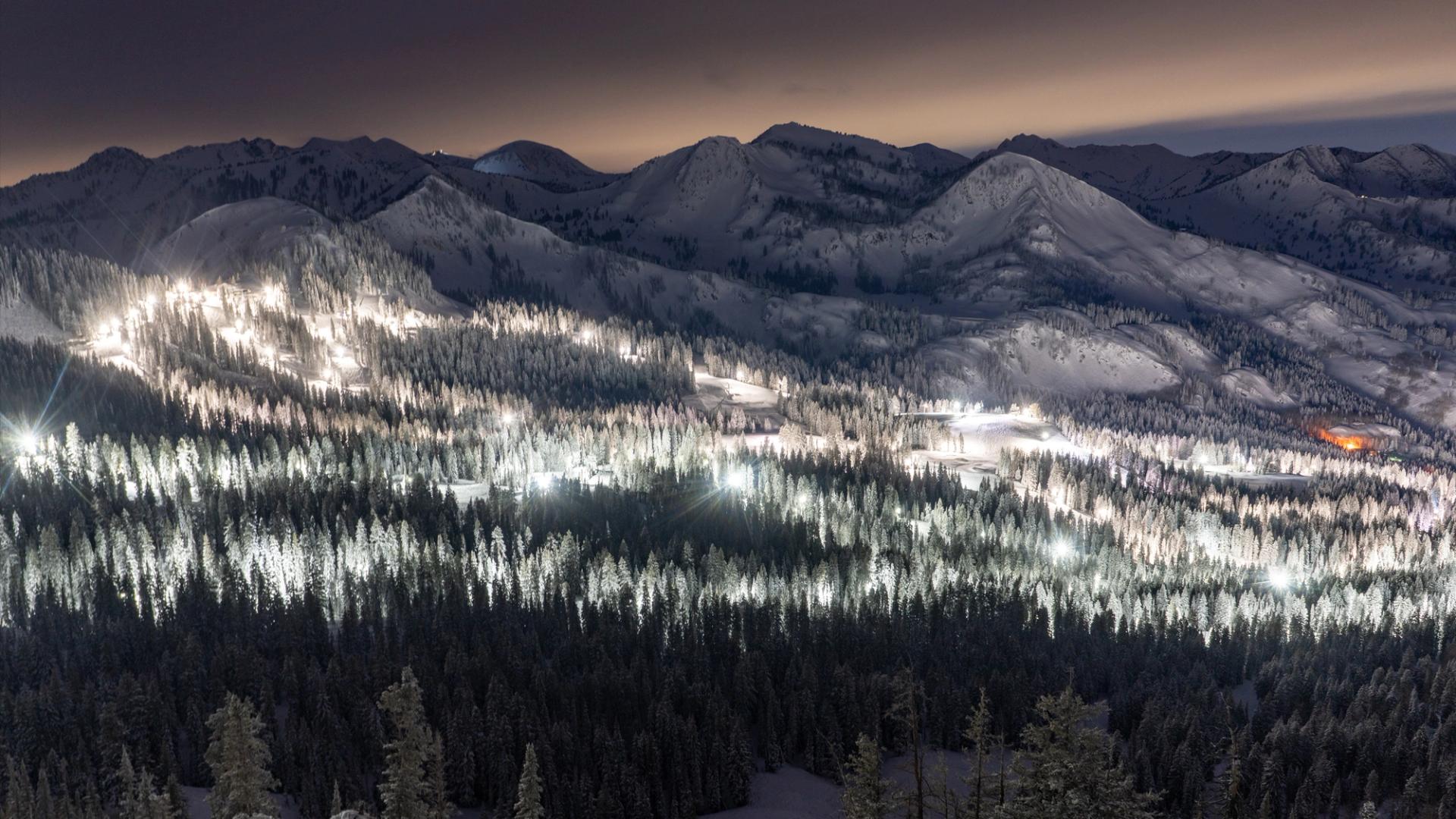 Aerial view of the night lights