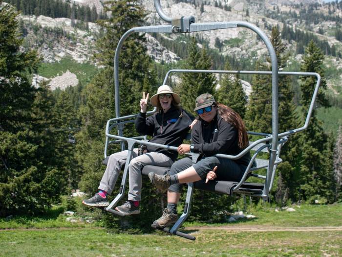 Friends on a scenic ride together at Brighton Resort in the summer