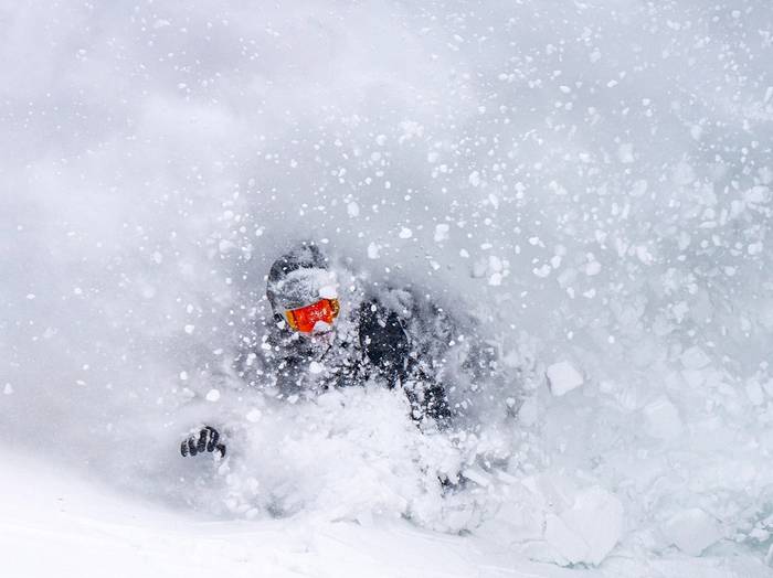 Riding Brighton's deep snow on a powder day