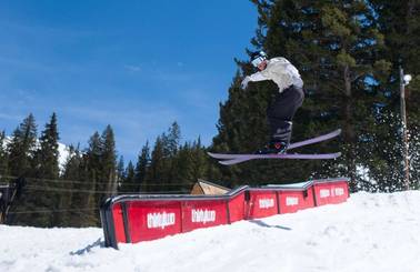 Skier spring skiing at Brighton Resort in Utah