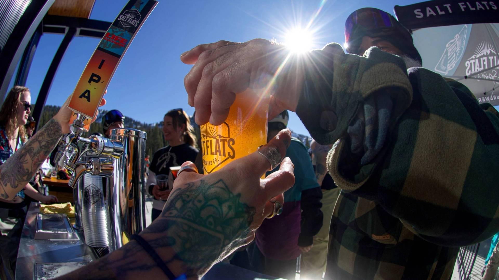 Drinking beer at Brighton Ski Resort