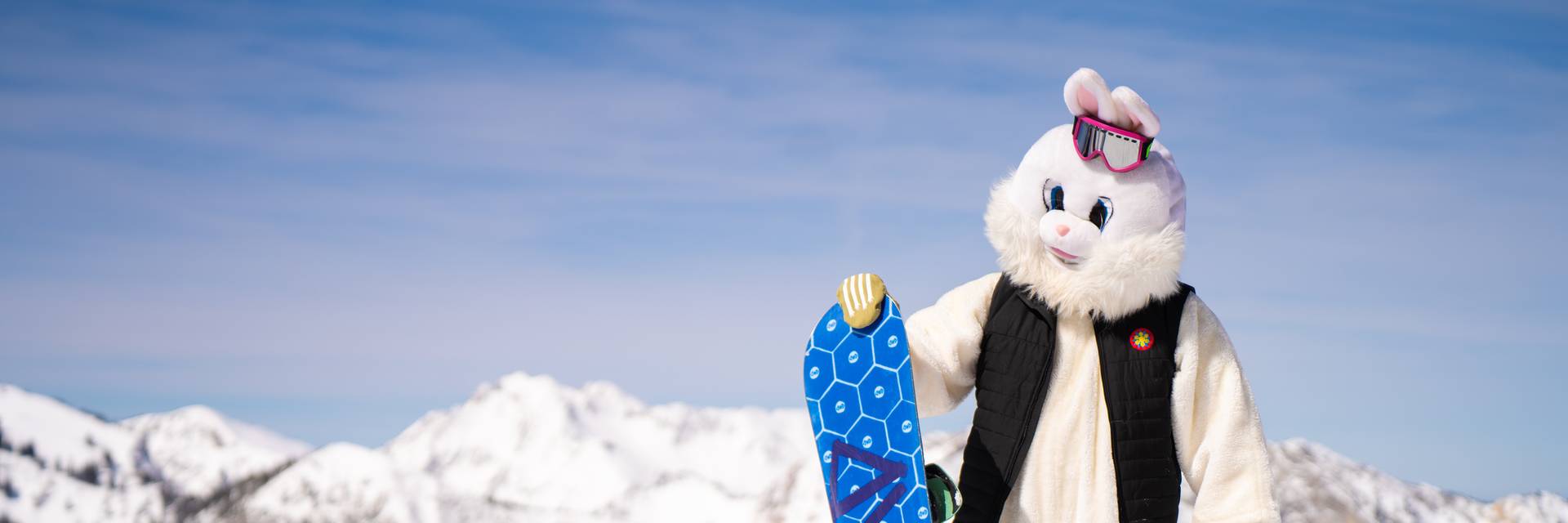 Snowboarder Easter bunny