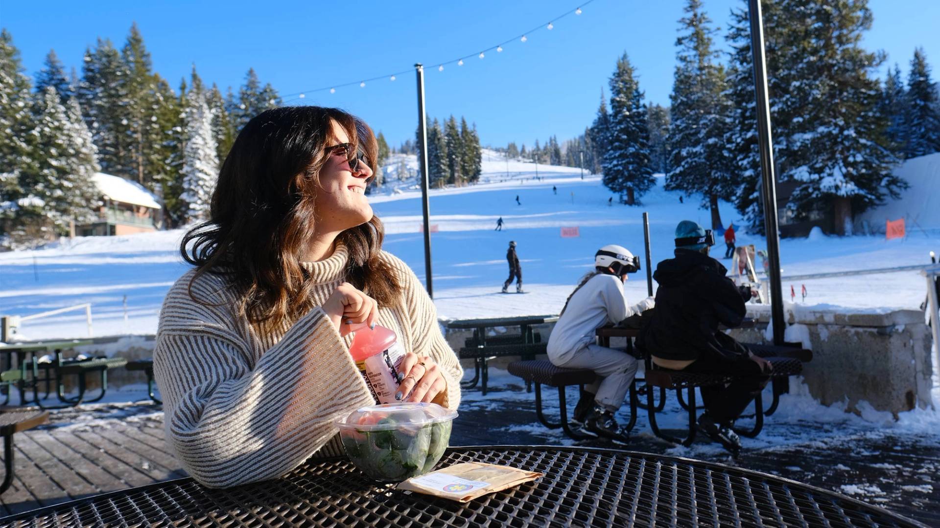 Eating at the Alpine Rose at Brighton Ski Resort