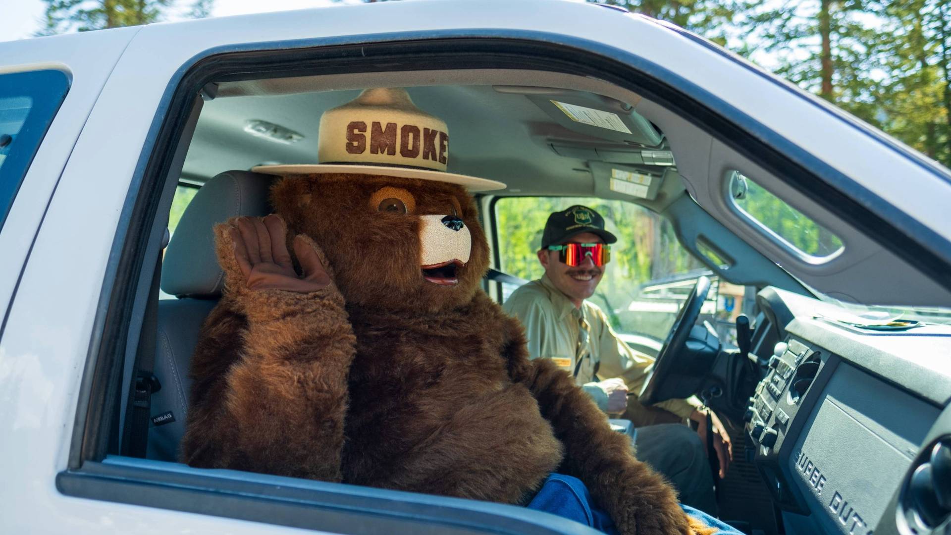 Smokey the bear during the 4th of July Parade at Brighton Resort
