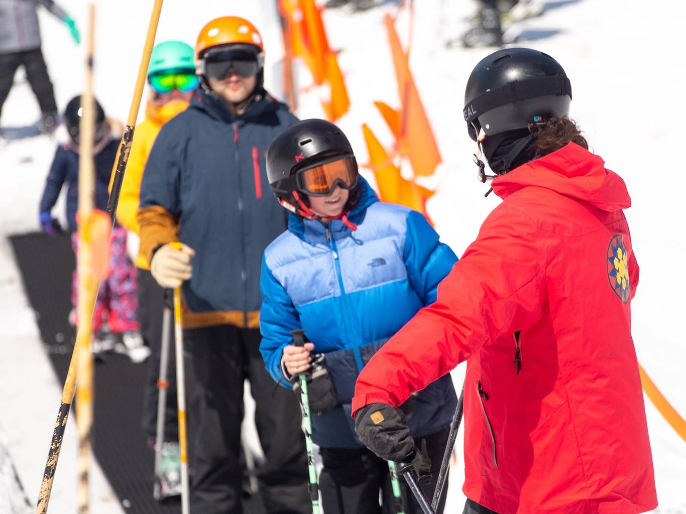 Kid in Brighton ski school lesson in Utah