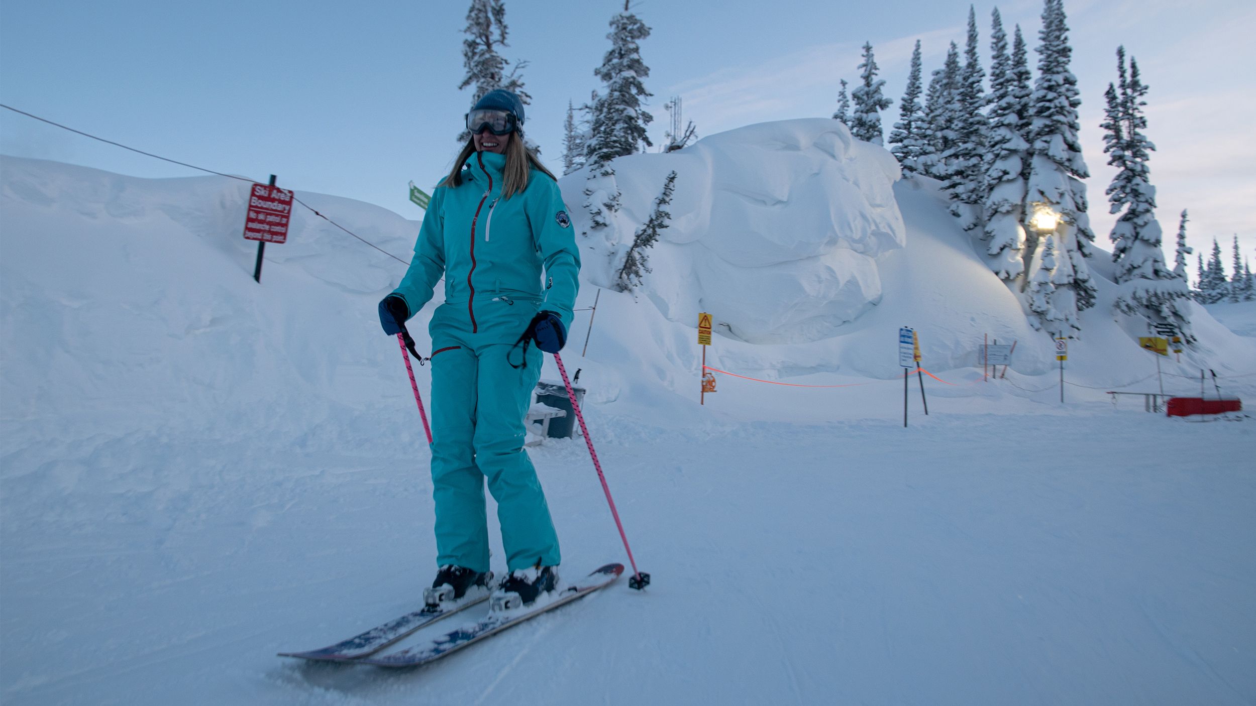 Skier twilight riding at Brighton Ski Resort