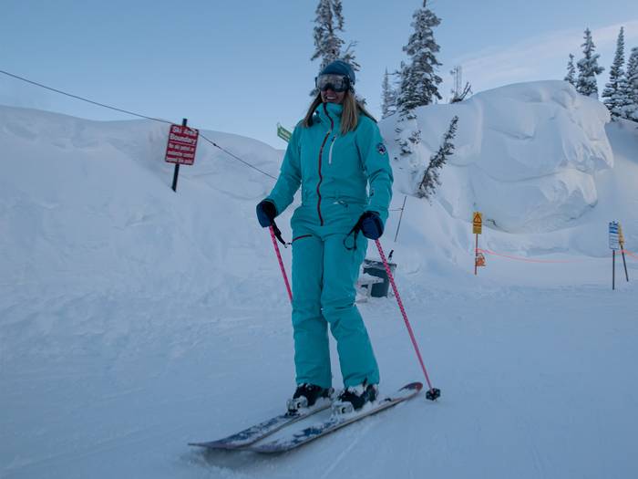Skier twilight riding at Brighton Ski Resort