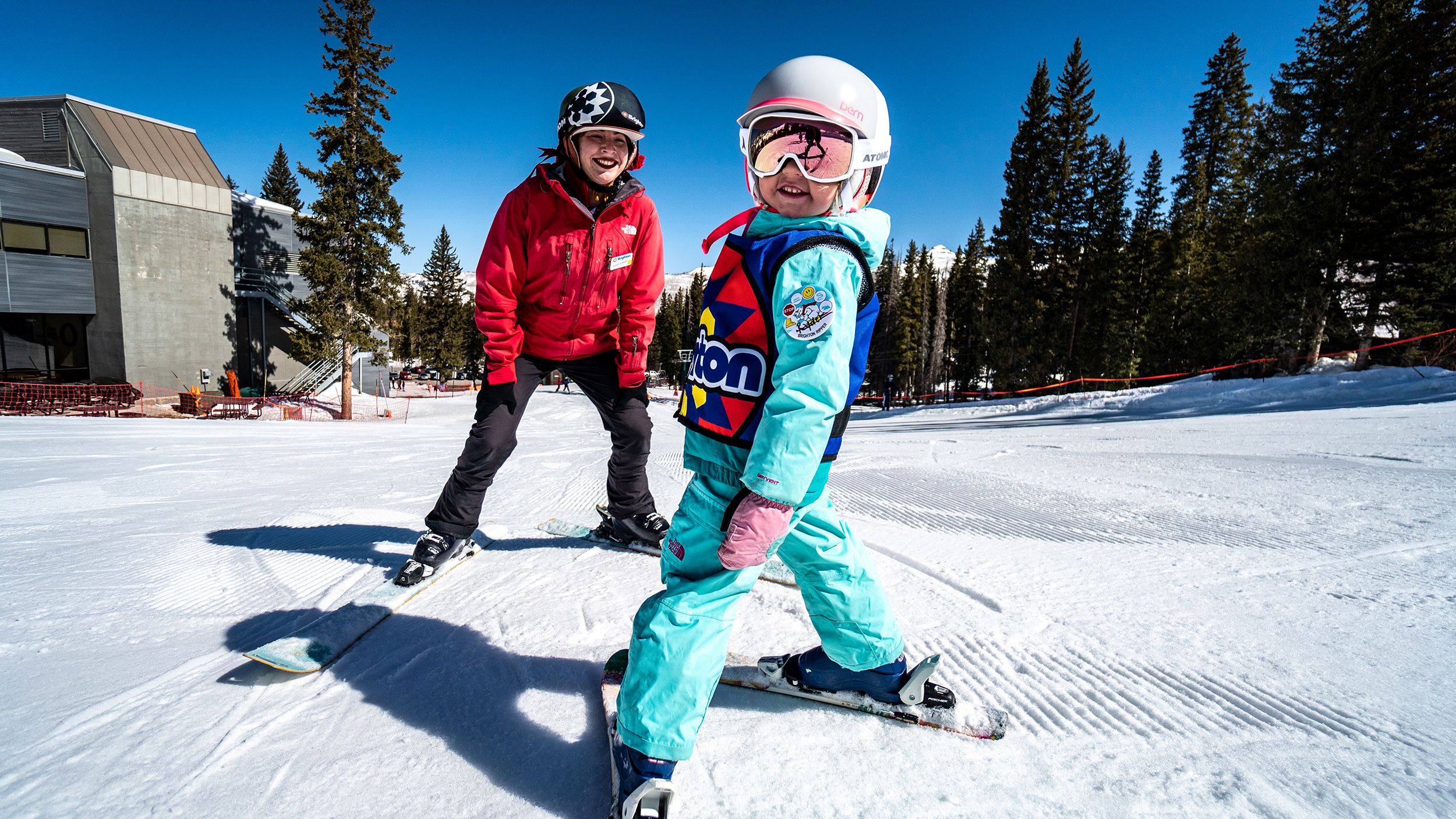 Kid taking a ski school lesson at Brighton