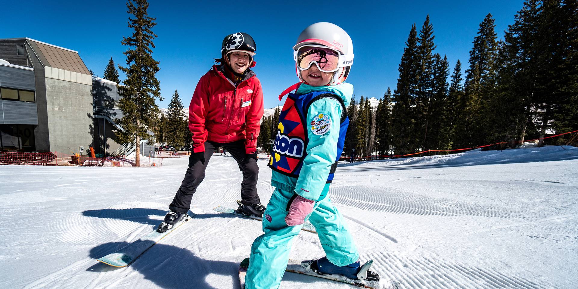 Kid taking a ski school lesson at Brighton