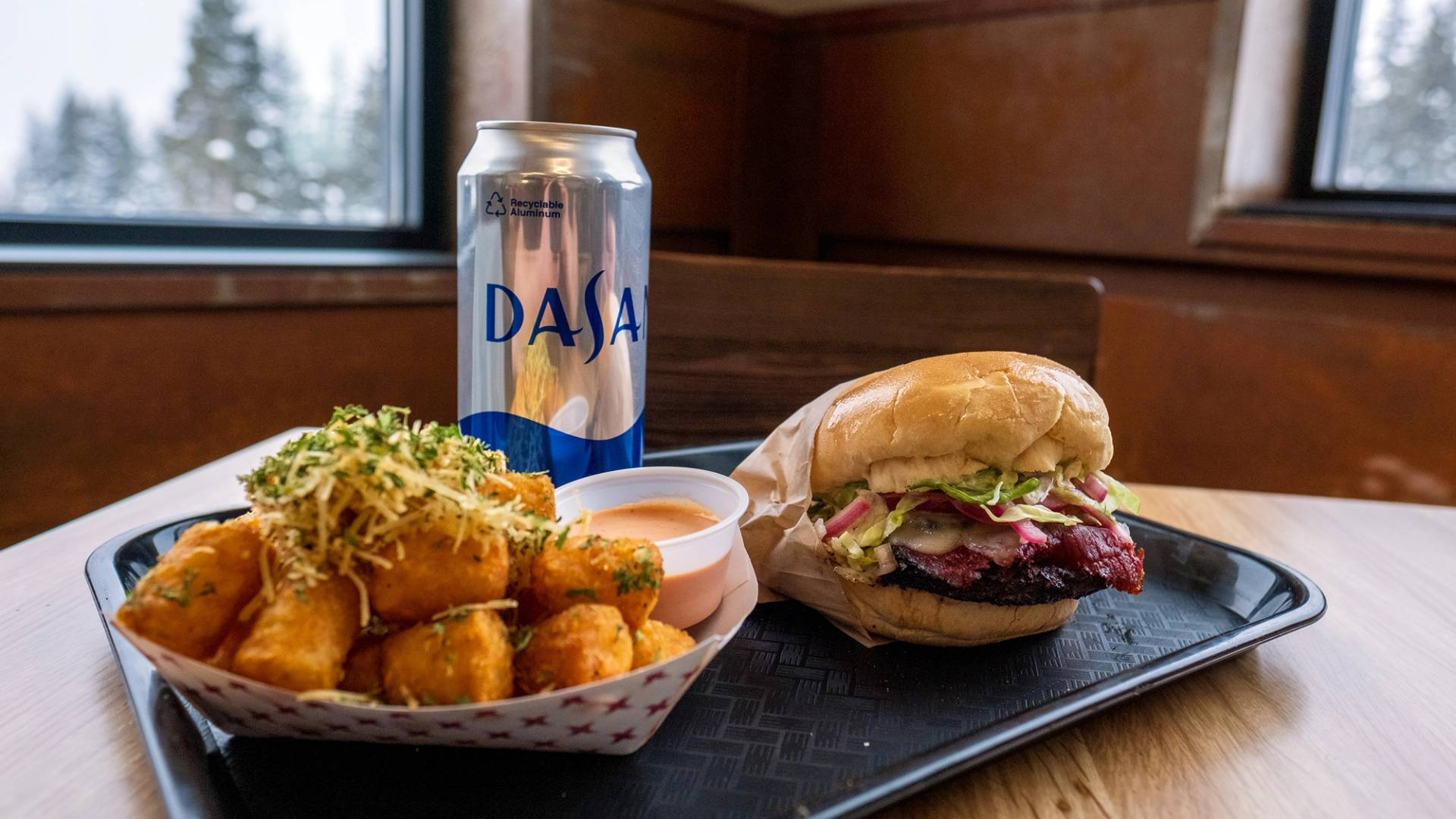 Brighton tater tots and burger at the Sidewinder