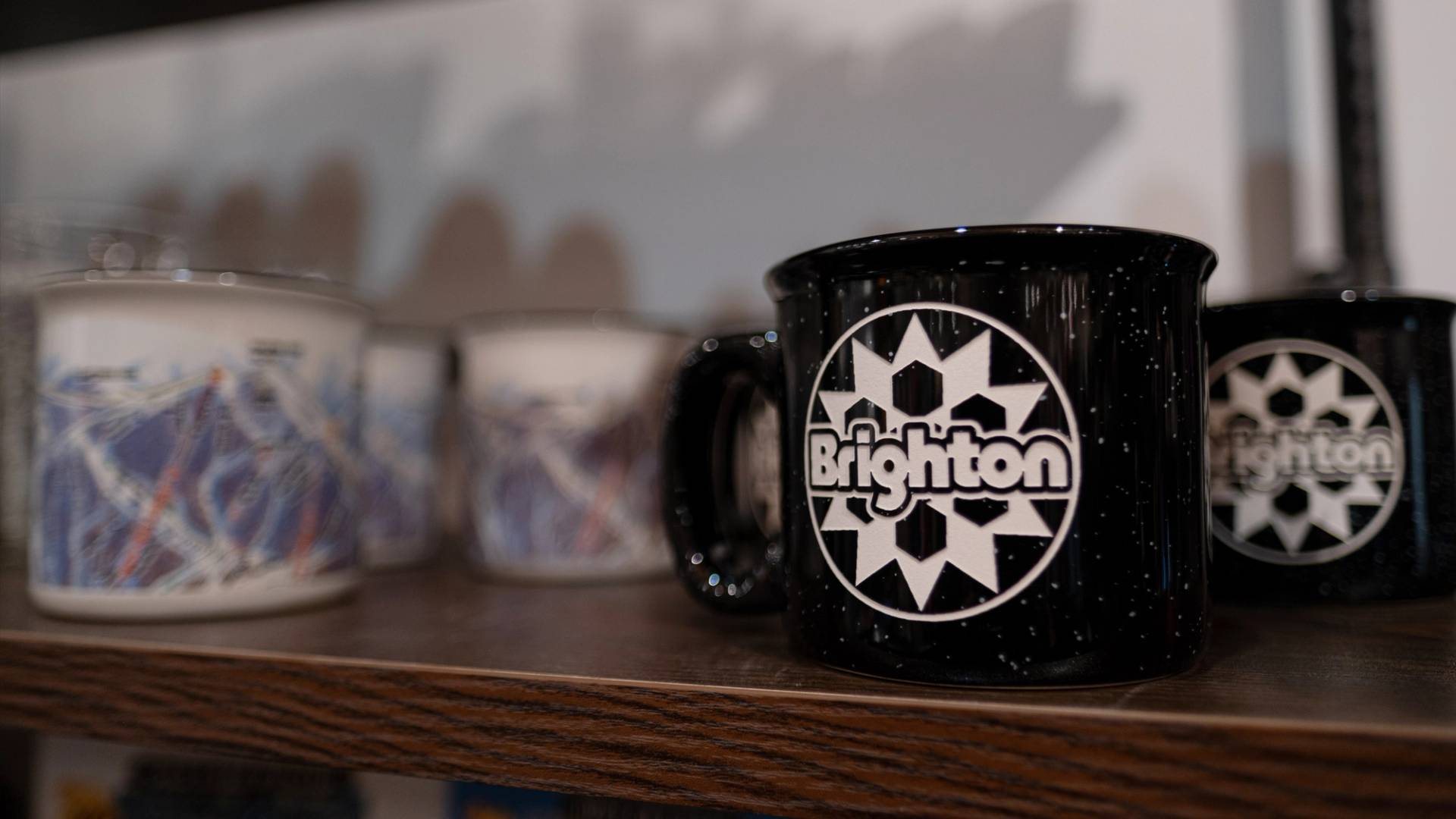 Mugs for sale at the Brighton Mountain Sports store