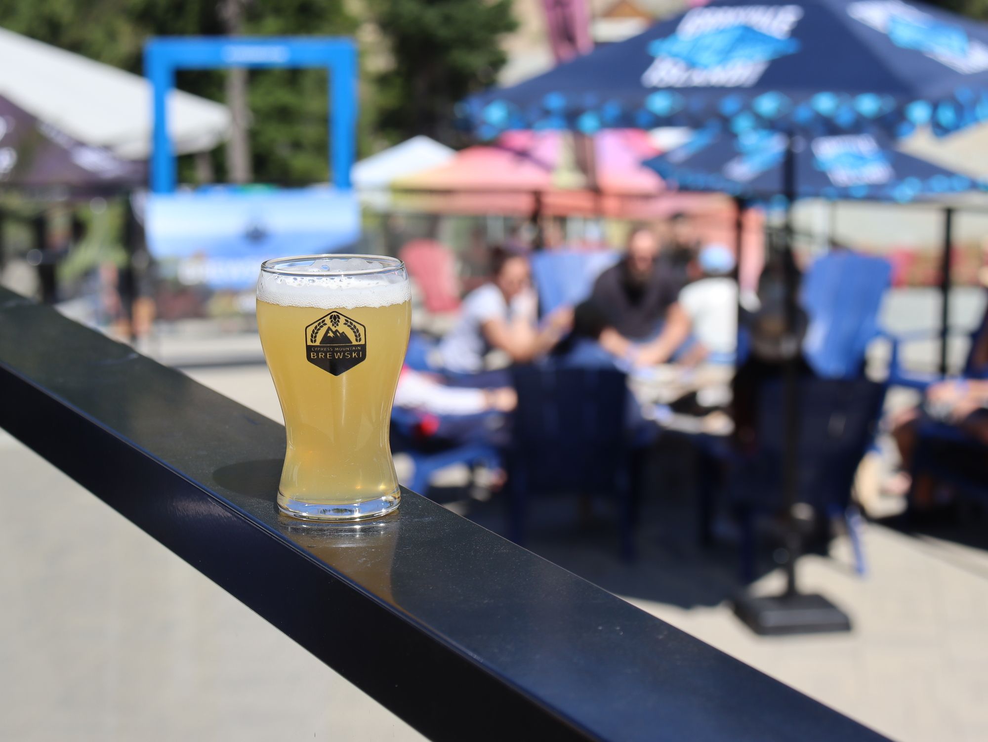 beer sampler on railing
