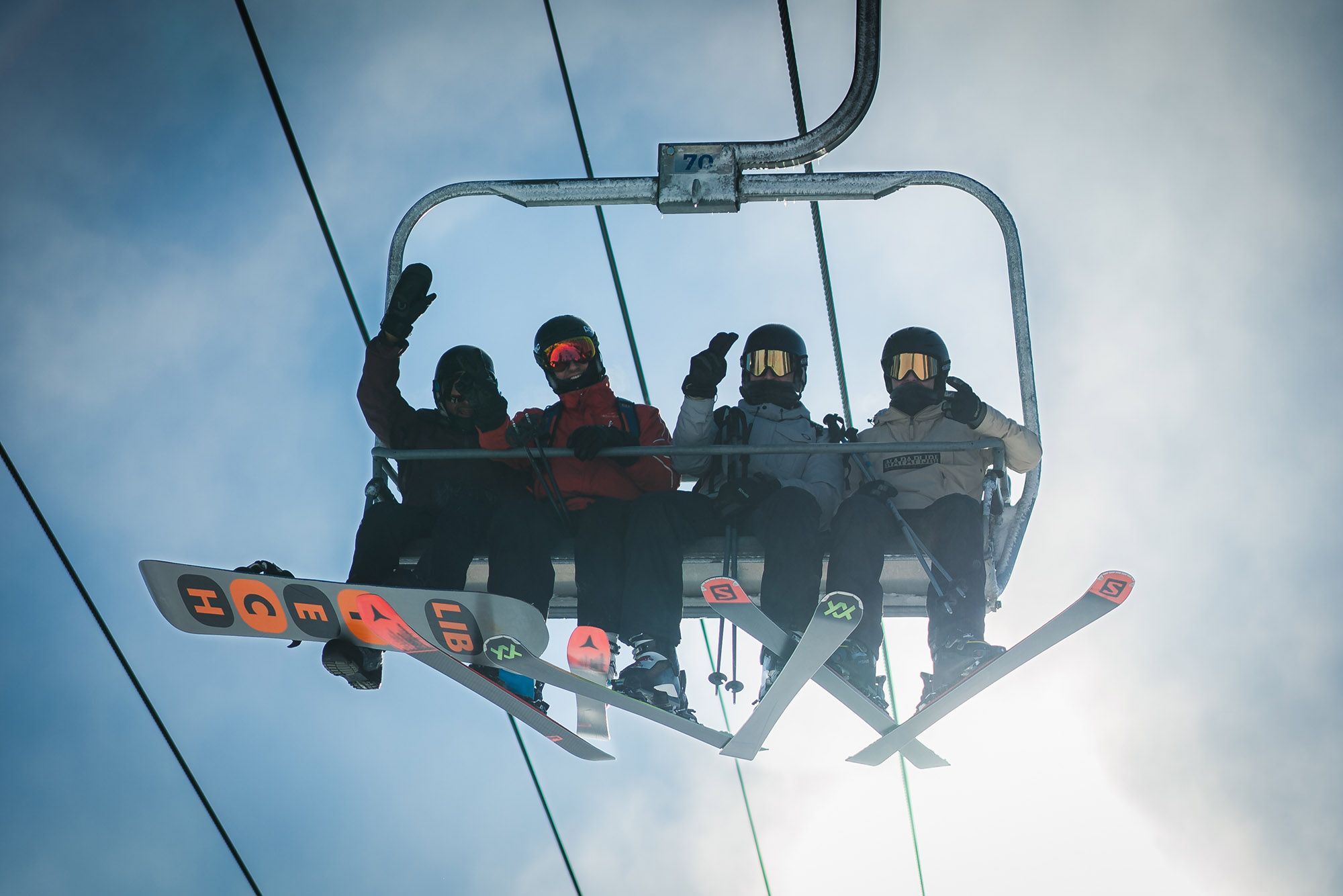 Friends on a chairlift