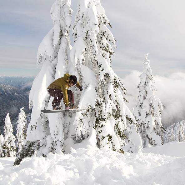 Snowboarder in powder