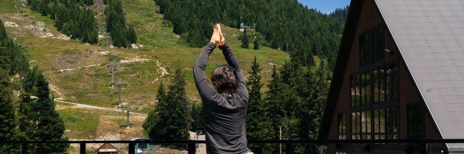 person yoga 3 peaks patio