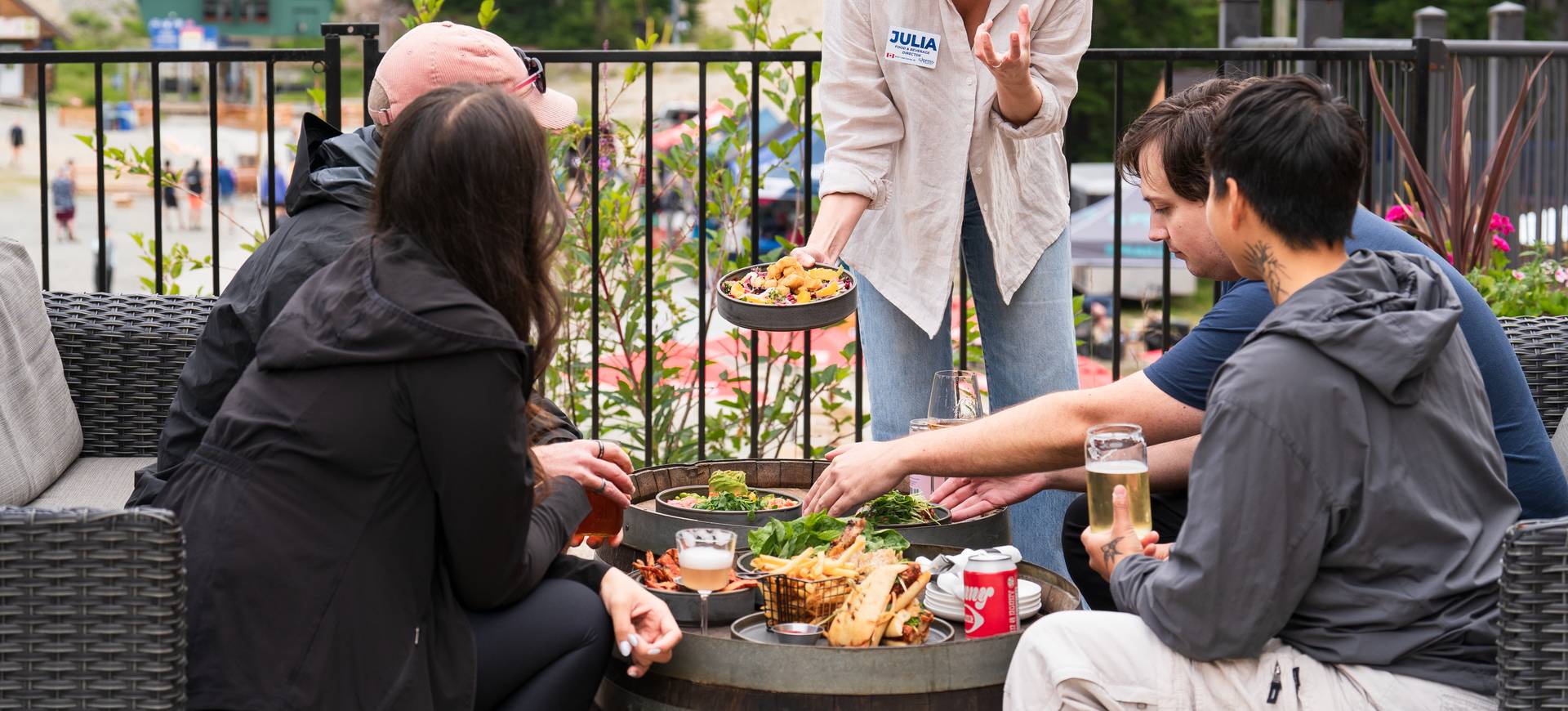 person serving food to guests