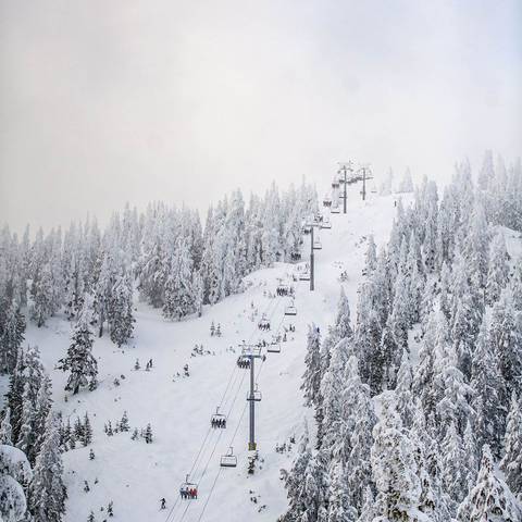 A chairlift in winter.