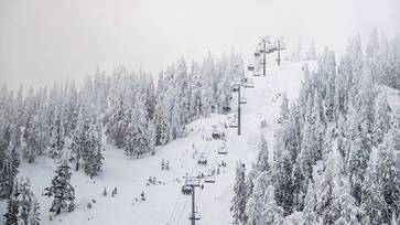 A chairlift in winter.