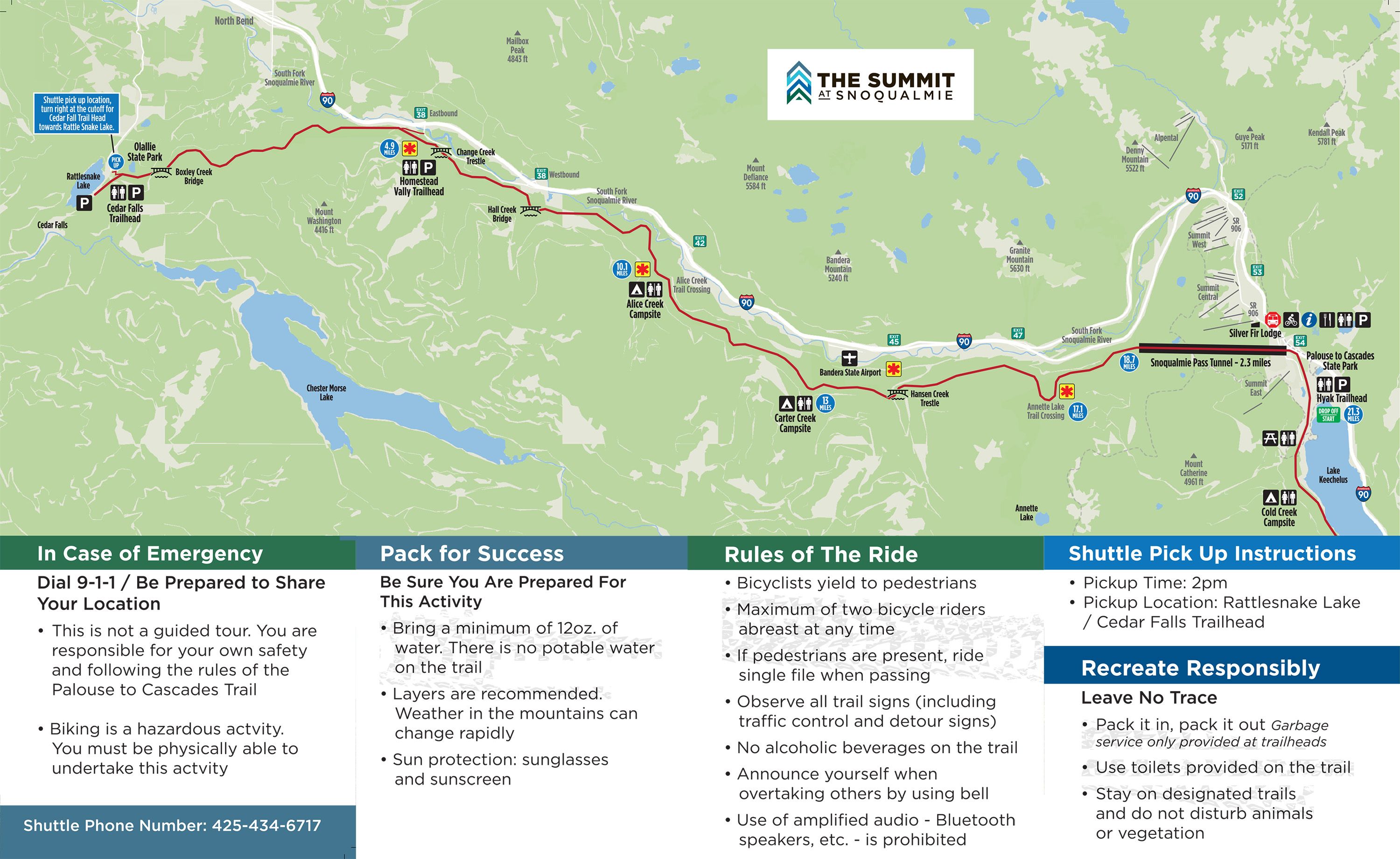Summit at Snoqualmie Palouse to Cascades Trail Map