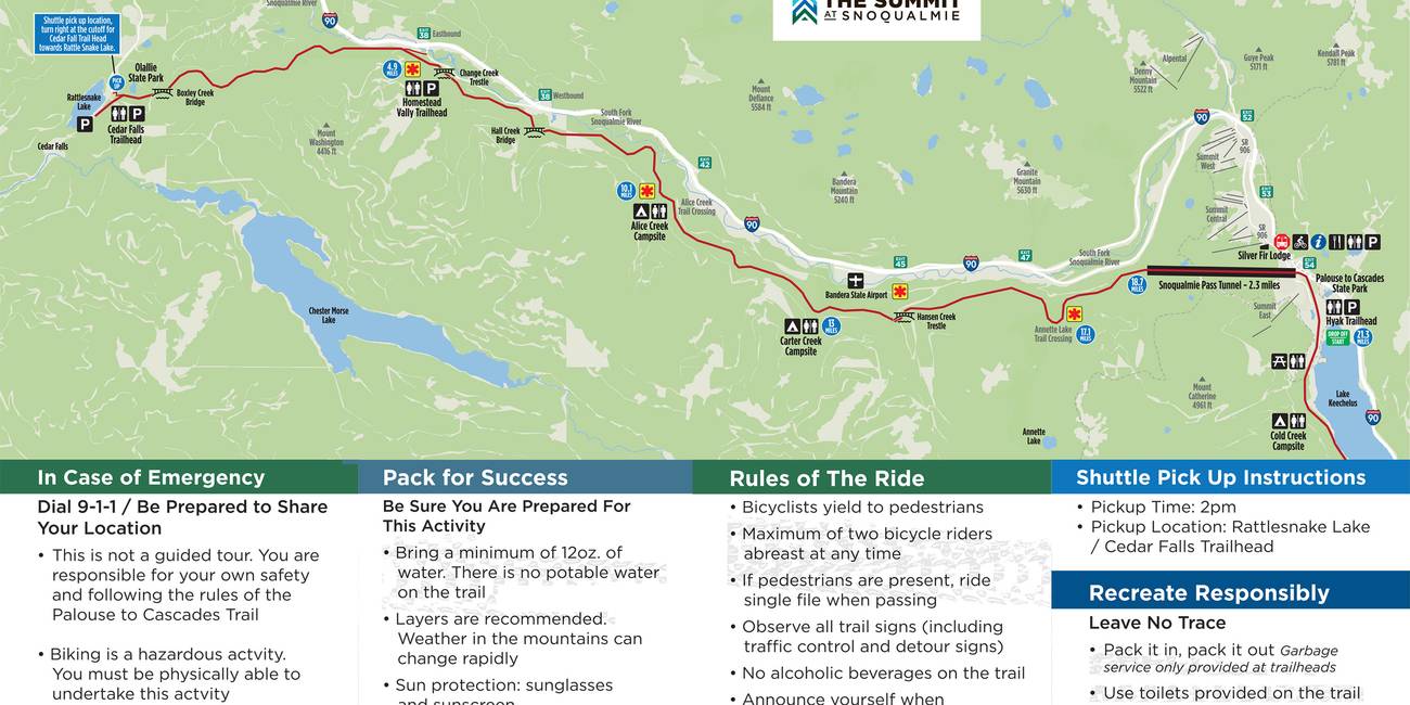 Summit at Snoqualmie Palouse to Cascades Trail Map