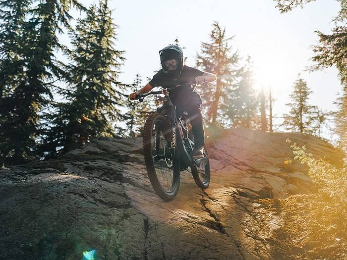 Mountain biker at sunset