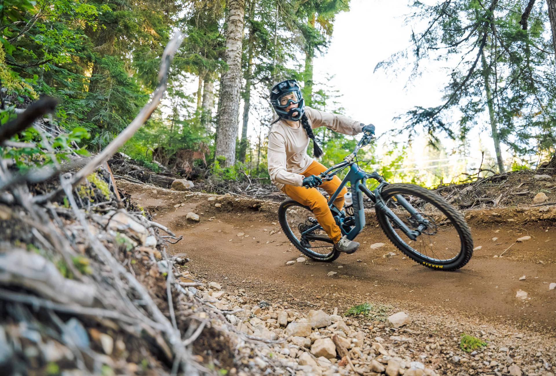 woman riding a berm