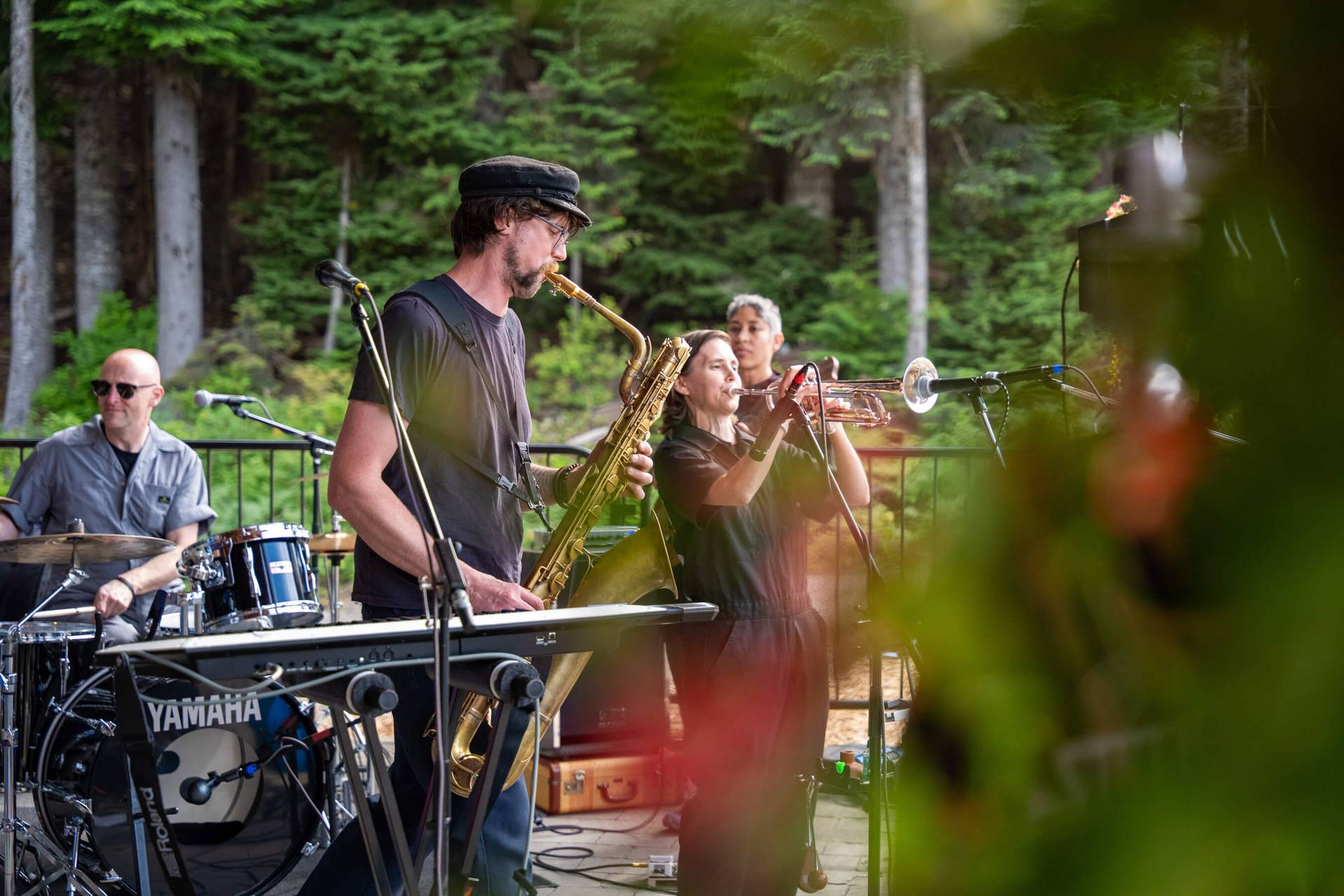 panda conspiracy plays on the silver fir plaza in the summer months
