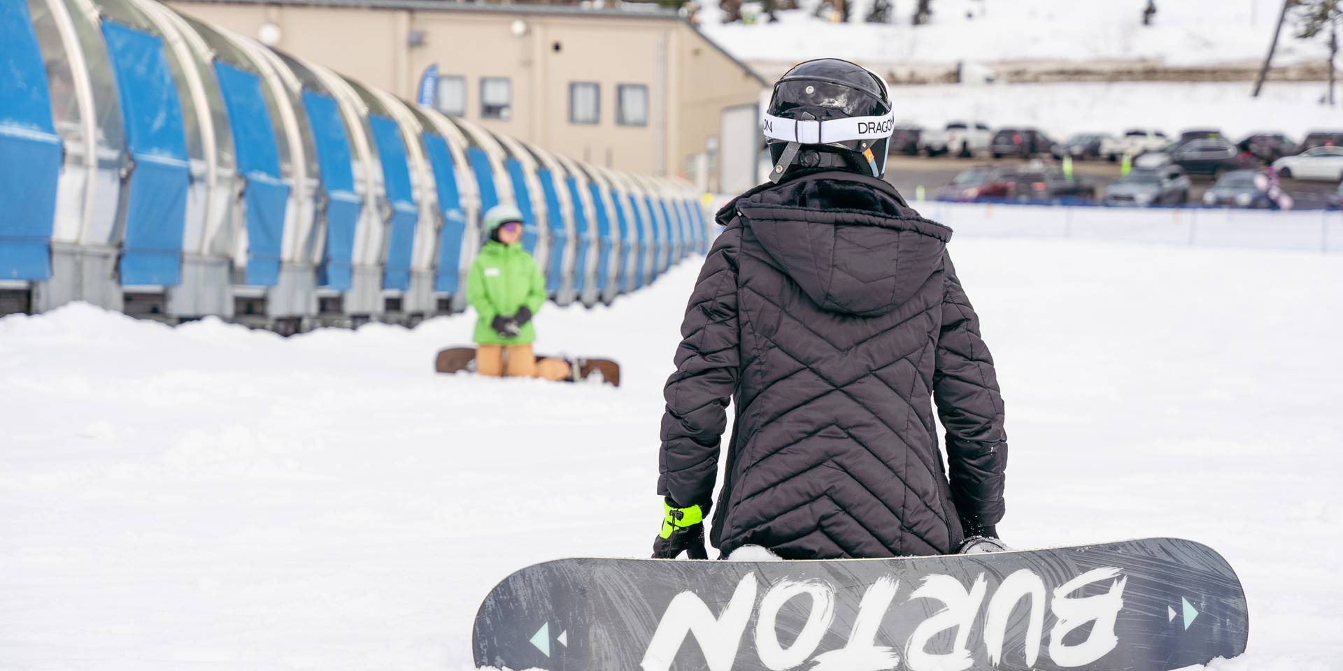snowboarder in beginner lesson