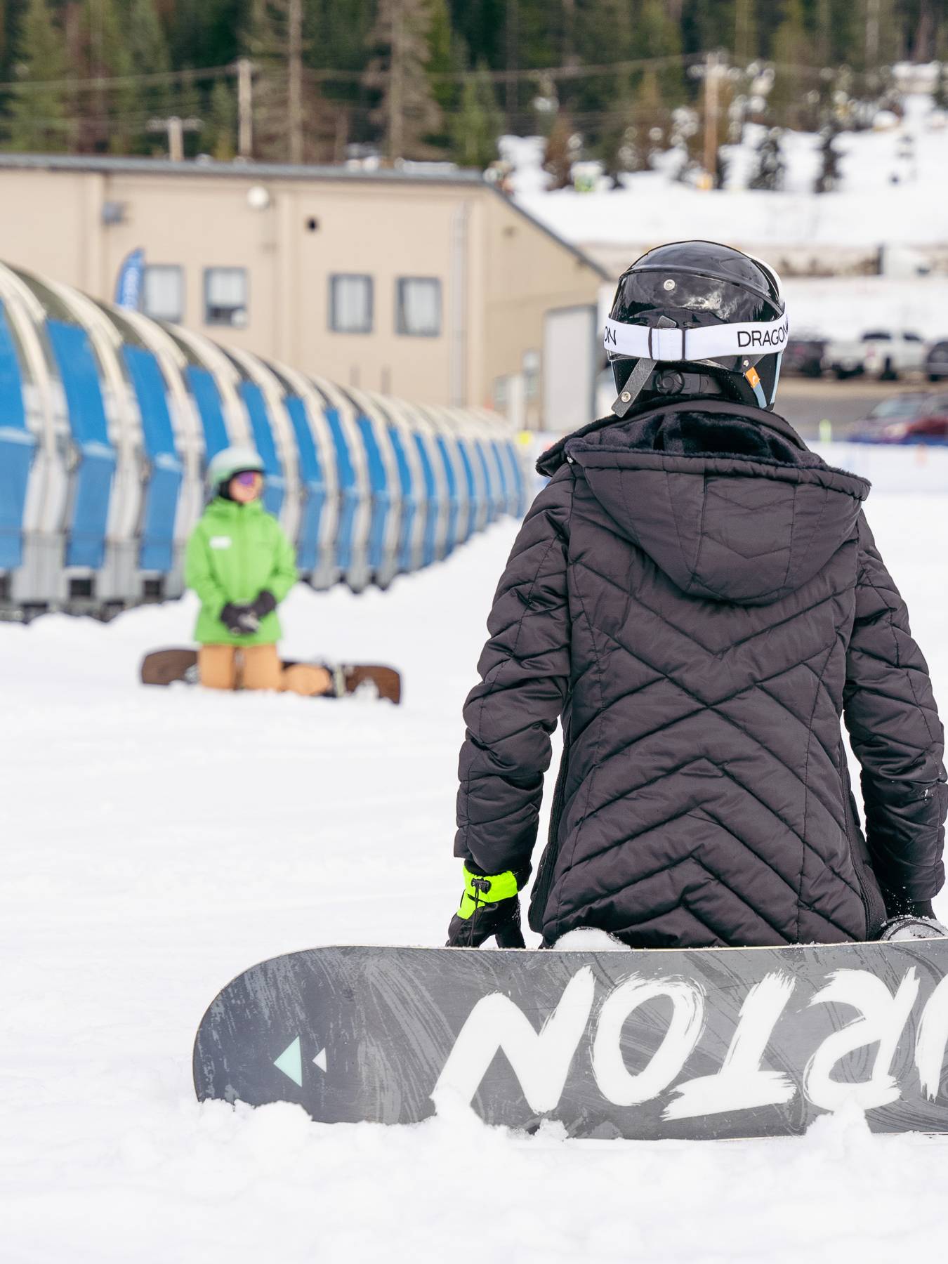 snowboarder in beginner area