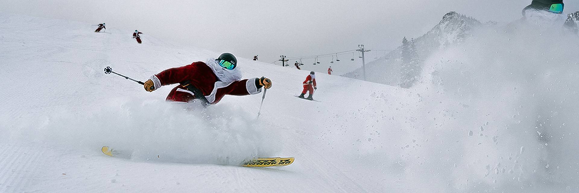 santa skiing powder