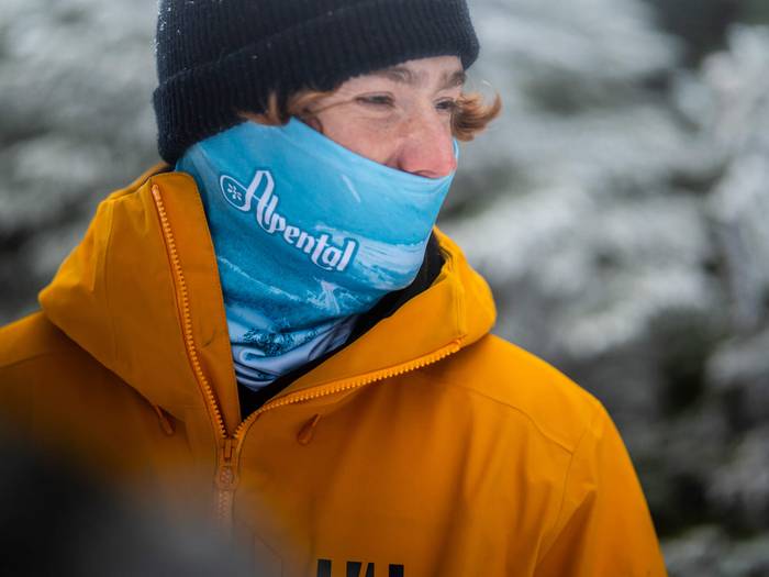 Alpental branded Blackstrap tubes, promotional item for Opening Day 2024