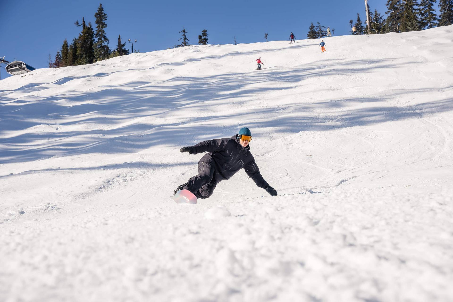 burton step on snowboarder