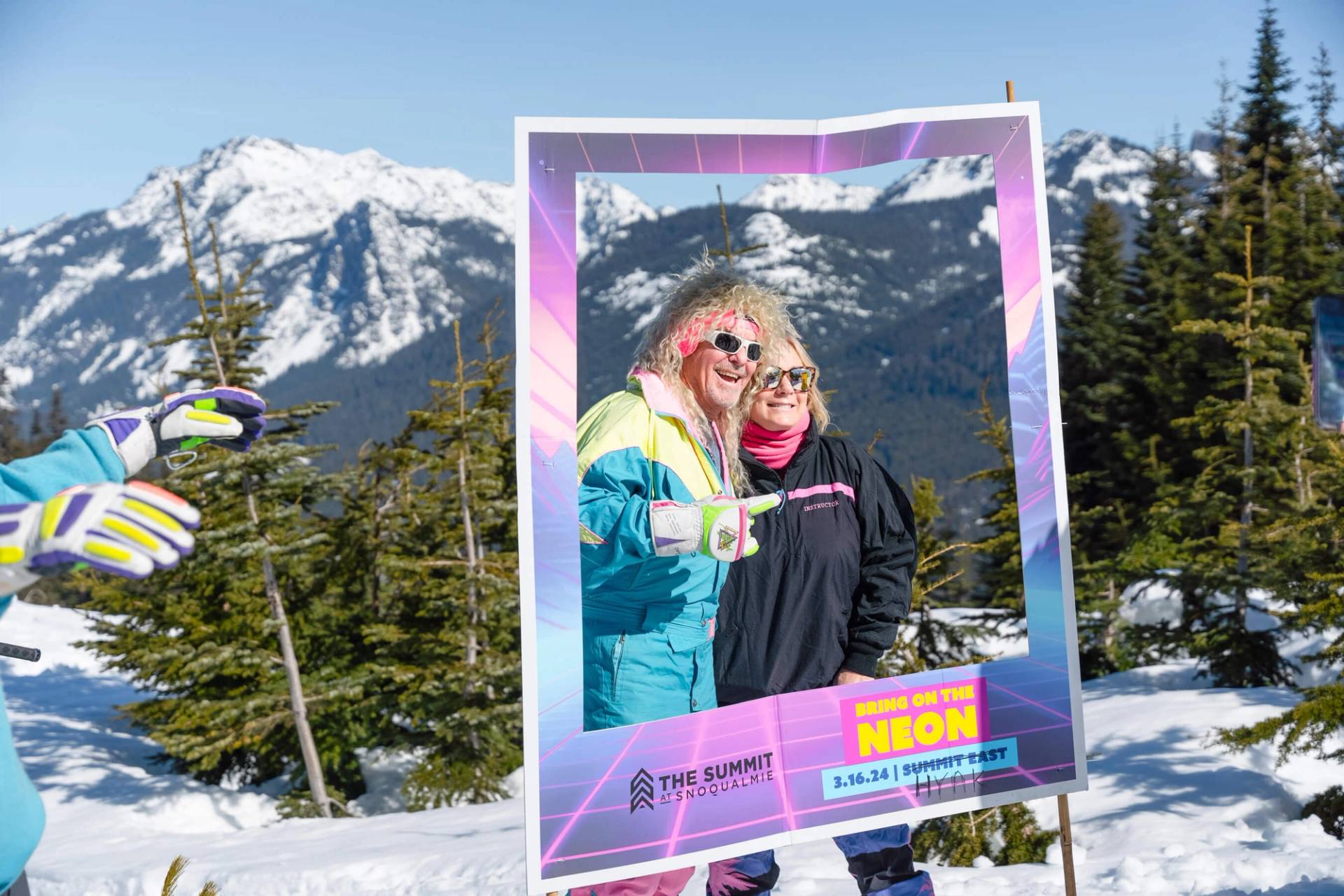 photo op at top of Summit East for neon event